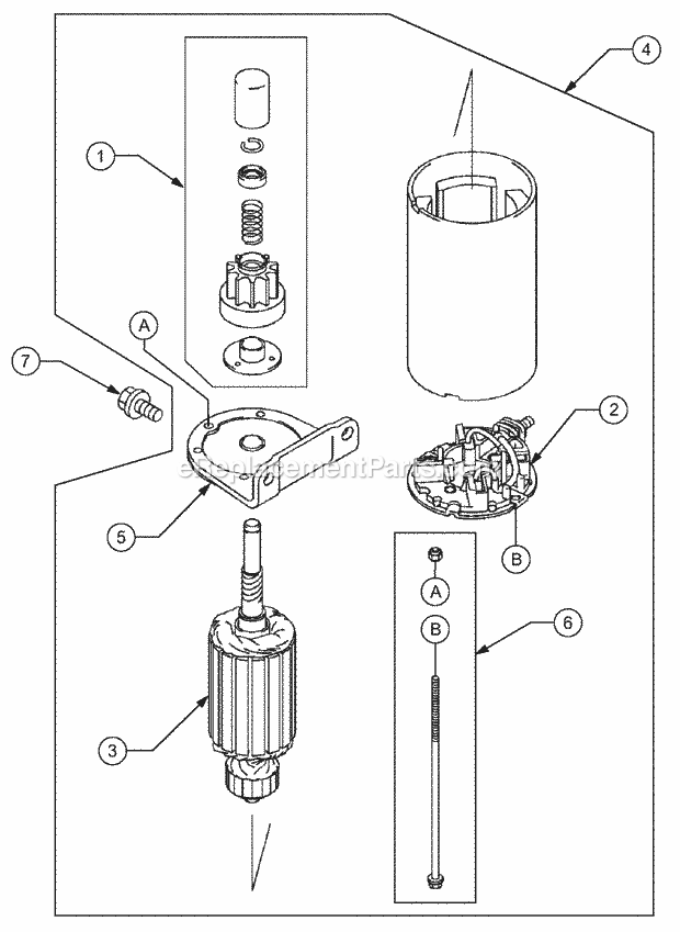 Electric Starter Diagram and Parts List for 1529 13A-261H100 Cub Cadet Lawn Tractor